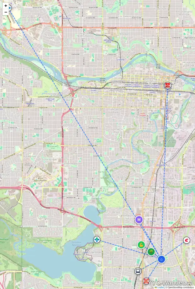 Daily accessibility map for 24 FENTON RD SE, Calgary showing nearby schools, grocery stores, parks, LRT stations and nearby amenities