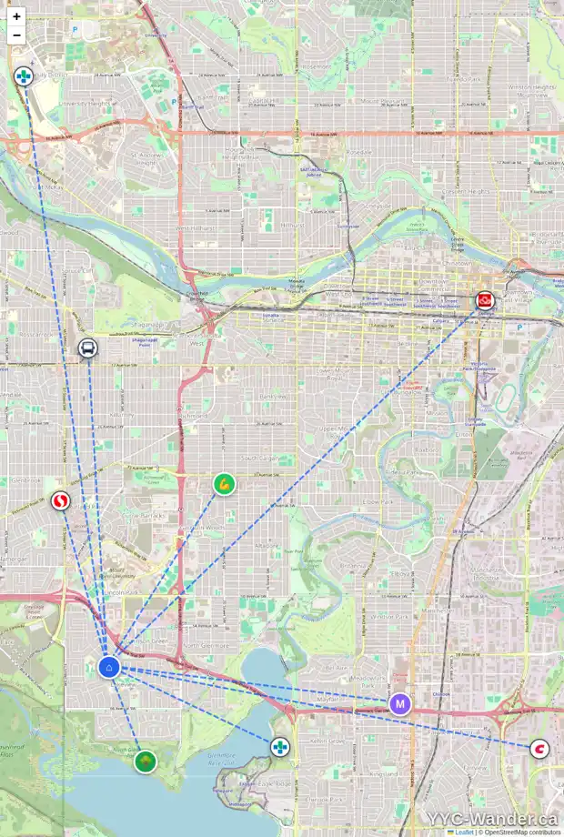 Daily accessibility map for 6024 LAKEVIEW DR SW, Calgary showing nearby schools, grocery stores, parks, LRT stations and nearby amenities