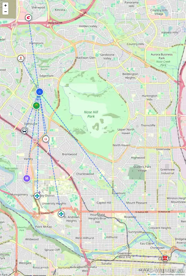 Daily accessibility map for 3966 EDENSTONE RD NW, Calgary showing nearby schools, grocery stores, parks, LRT stations and nearby amenities