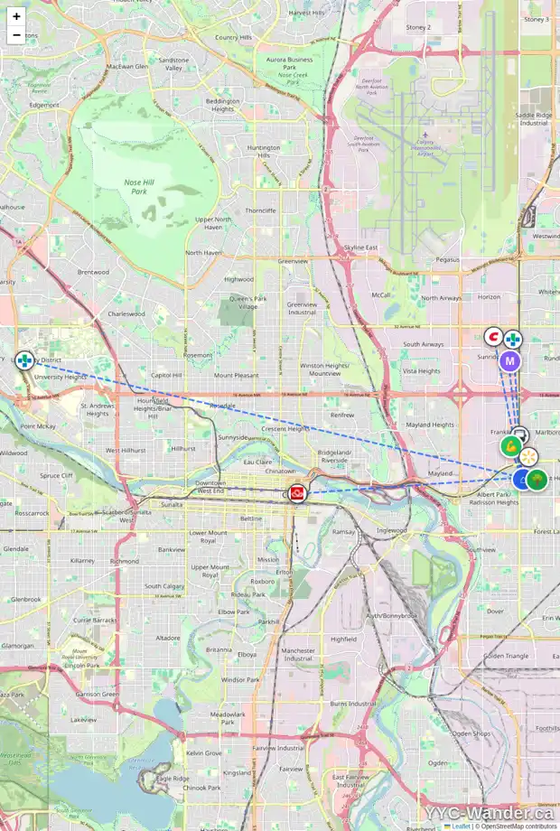 Daily accessibility map for 48 FONDA CR SE, Calgary showing nearby schools, grocery stores, parks, LRT stations and nearby amenities