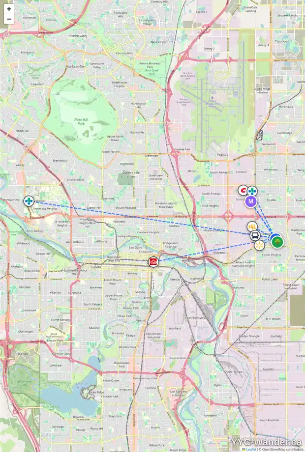 Daily accessibility map for 799 MARYVALE WY NE, Calgary showing nearby schools, grocery stores, parks, LRT stations and nearby amenities
