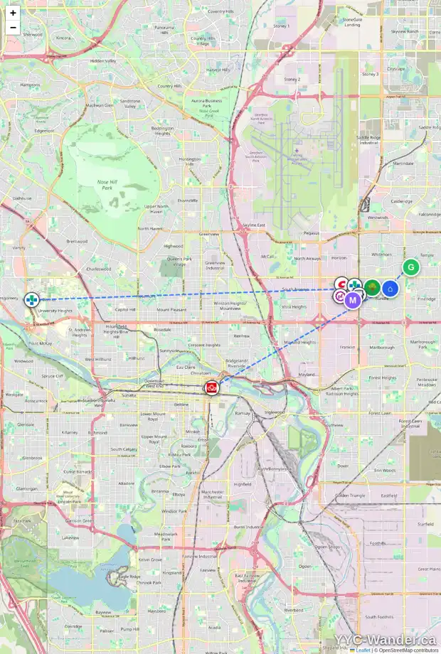 Daily accessibility map for 723 RUNDLESIDE DR NE, Calgary showing nearby schools, grocery stores, parks, LRT stations and nearby amenities