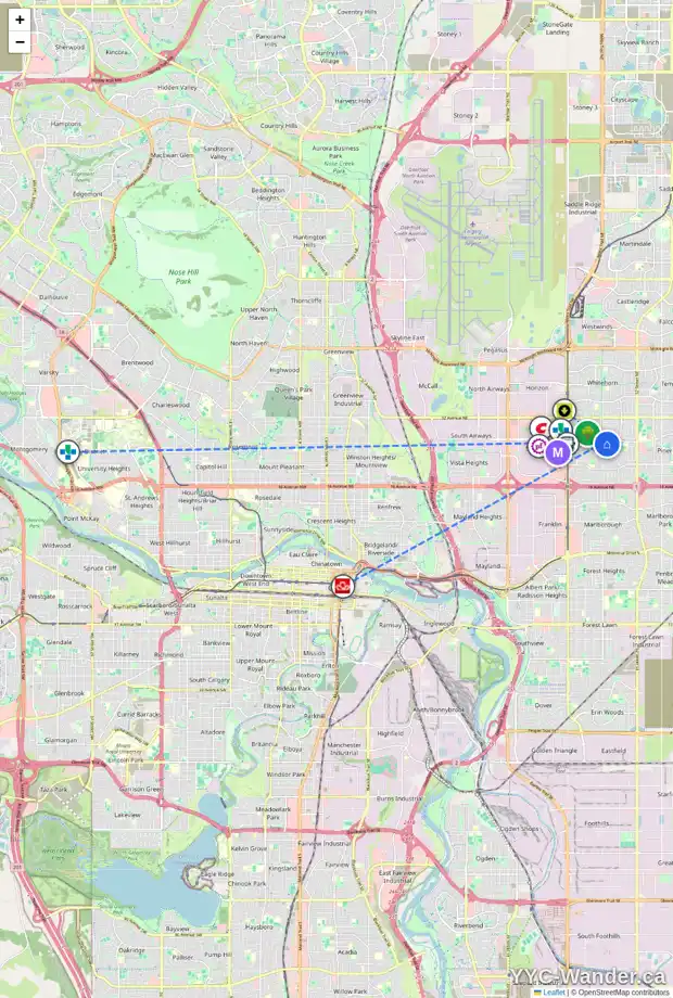 Daily accessibility map for 407 RUNDLEHILL WY NE, Calgary showing nearby schools, grocery stores, parks, LRT stations and nearby amenities