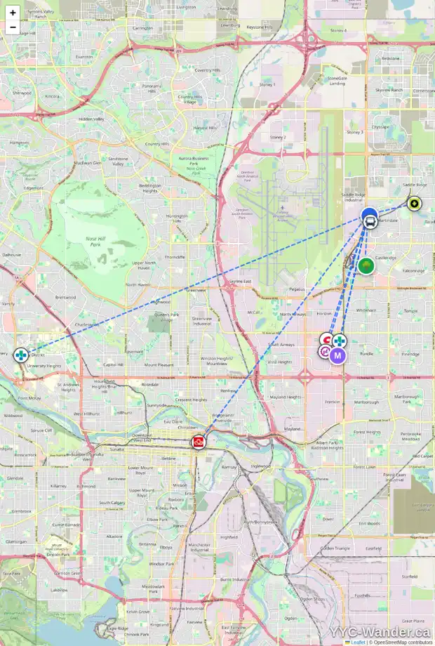 Daily accessibility map for 699 MARTINDALE BV NE, Calgary showing nearby schools, grocery stores, parks, LRT stations and nearby amenities