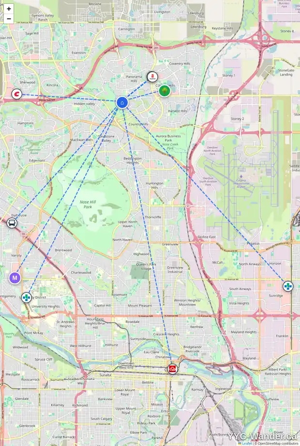 Daily accessibility map for 130 PANORAMA HILLS VW NW, Calgary showing nearby schools, grocery stores, parks, LRT stations and nearby amenities