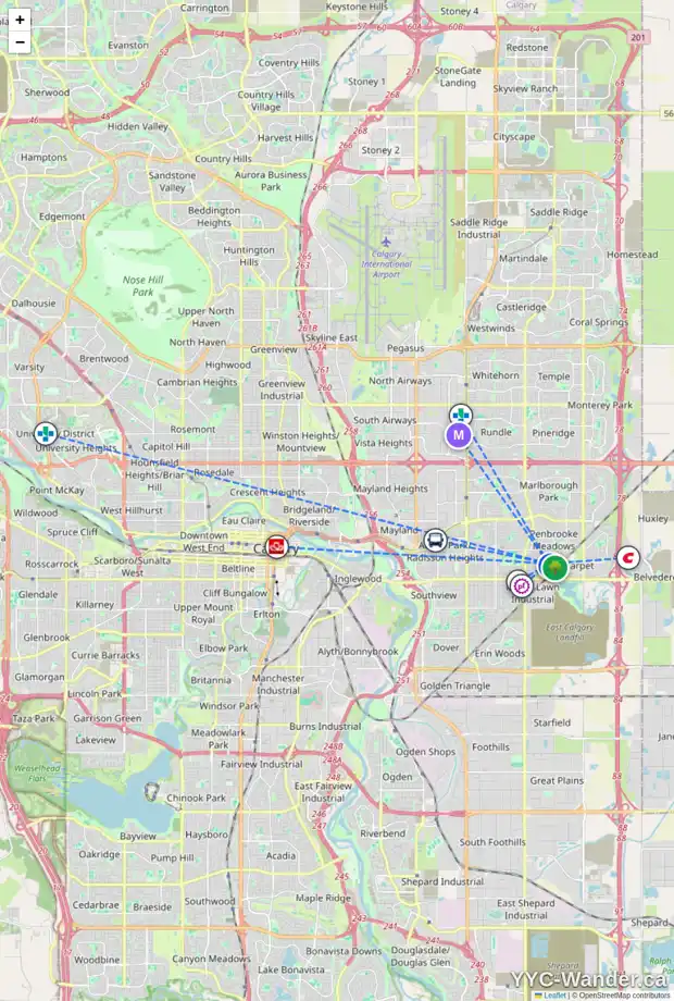 Daily accessibility map for 3 PENNSBURG WY SE, Calgary showing nearby schools, grocery stores, parks, LRT stations and nearby amenities
