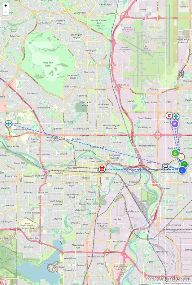 Daily accessibility map for 93 FONDA GR SE, Calgary showing nearby schools, grocery stores, parks, LRT stations and nearby amenities