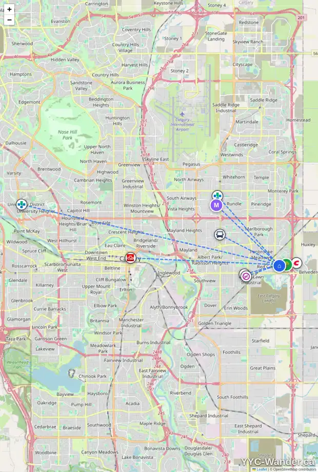Daily accessibility map for 51 APPLEWOOD DR SE, Calgary showing nearby schools, grocery stores, parks, LRT stations and nearby amenities
