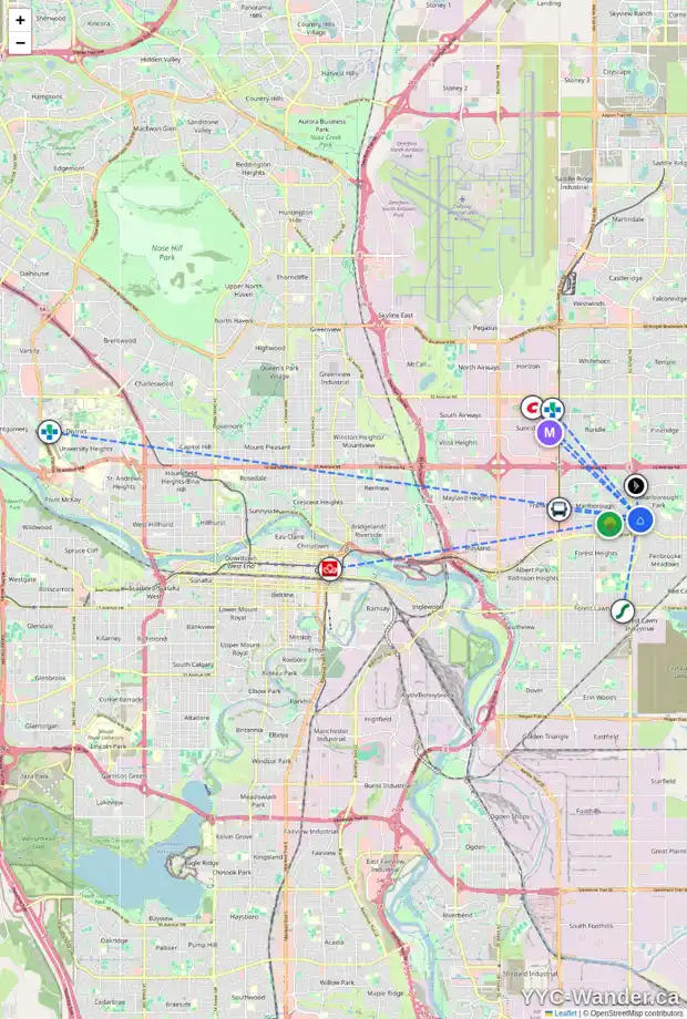 Daily accessibility map for 116 MAIDSTONE WY NE, Calgary showing nearby schools, grocery stores, parks, LRT stations and nearby amenities