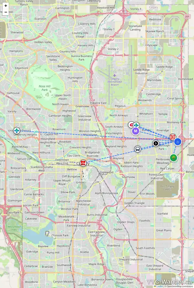 Daily accessibility map for 103 ABINGDON WY NE, Calgary showing nearby schools, grocery stores, parks, LRT stations and nearby amenities