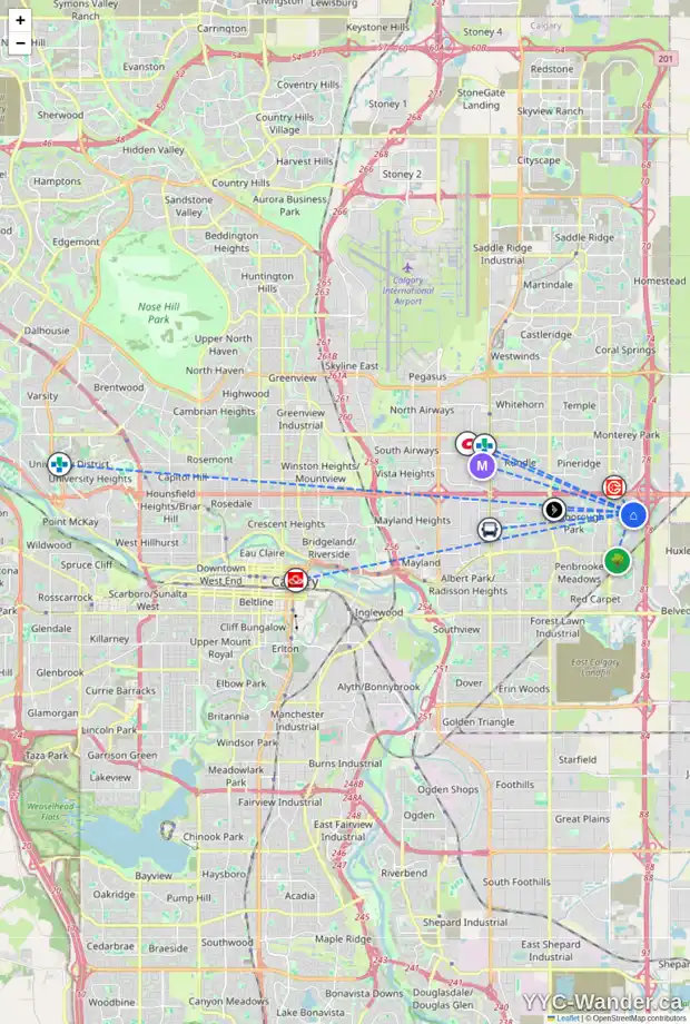 Daily accessibility map for 984 ABBOTSFORD DR NE, Calgary showing nearby schools, grocery stores, parks, LRT stations and nearby amenities