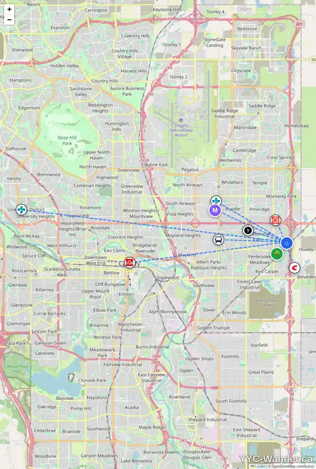 Daily accessibility map for 29 ABERDARE WY NE, Calgary showing nearby schools, grocery stores, parks, LRT stations and nearby amenities