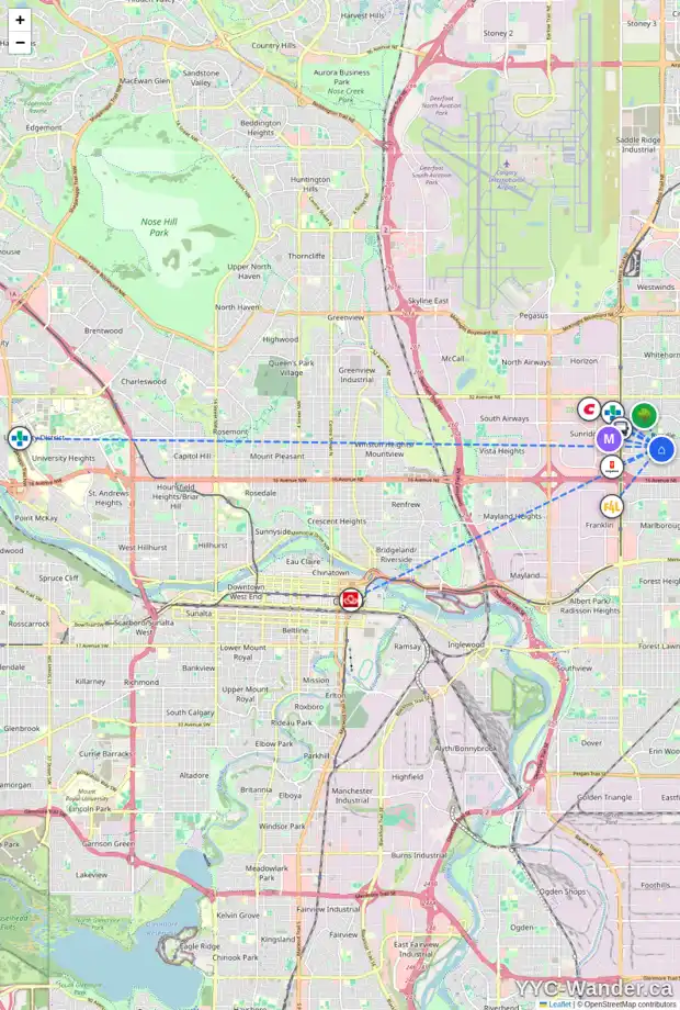 Daily accessibility map for 319 RUNDLEVILLE PL NE, Calgary showing nearby schools, grocery stores, parks, LRT stations and nearby amenities