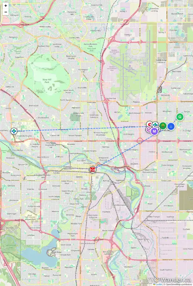 Daily accessibility map for 727 RUNDLESIDE DR NE, Calgary showing nearby schools, grocery stores, parks, LRT stations and nearby amenities