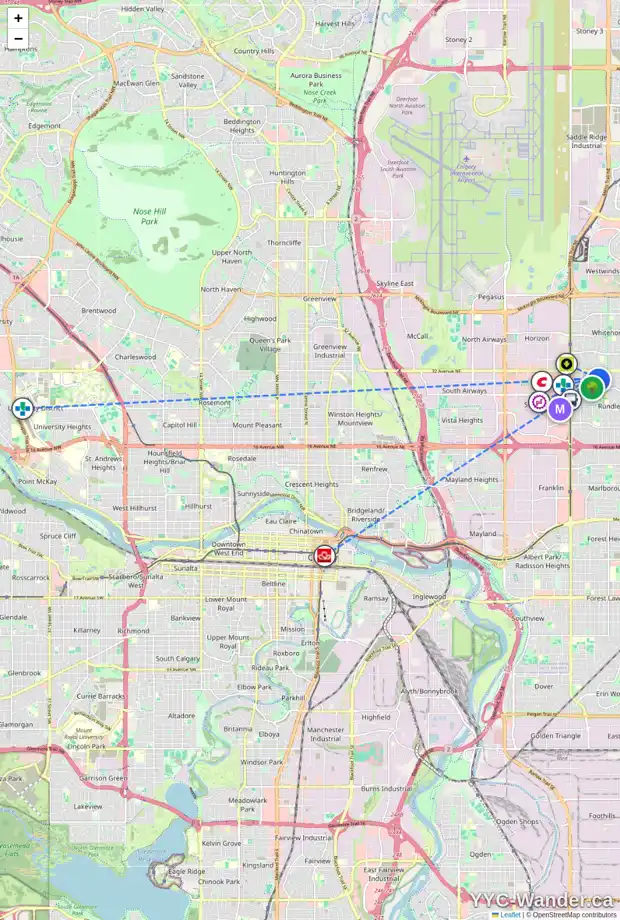 Daily accessibility map for 149 RUNDLESON WY NE, Calgary showing nearby schools, grocery stores, parks, LRT stations and nearby amenities