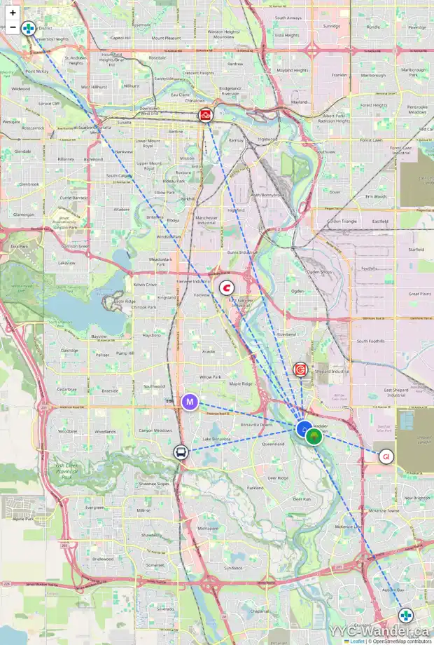 Daily accessibility map for 2263 DOUGLASBANK CR SE, Calgary showing nearby schools, grocery stores, parks, LRT stations and nearby amenities