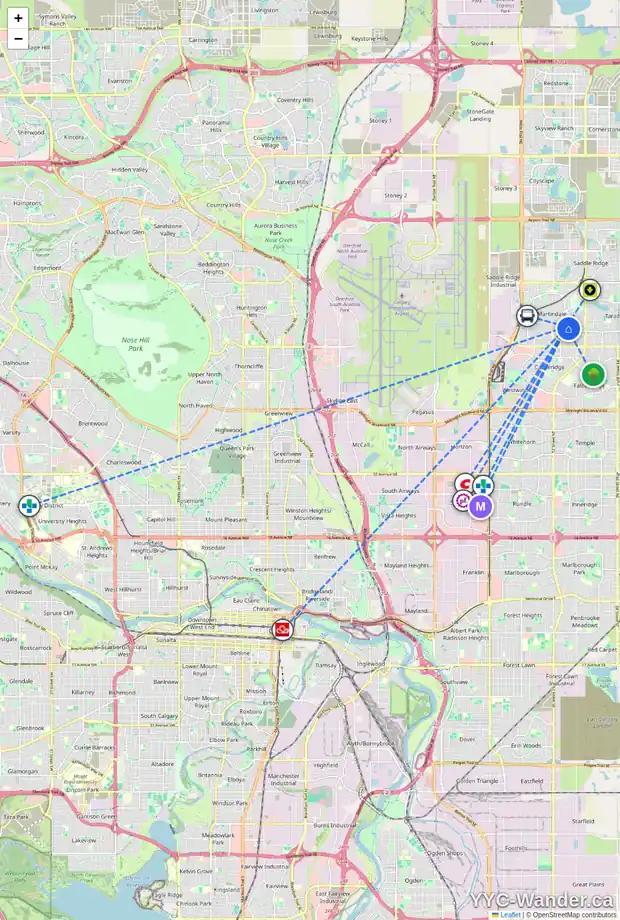 Daily accessibility map for 367 MARTINBROOK PL NE, Calgary showing nearby schools, grocery stores, parks, LRT stations and nearby amenities