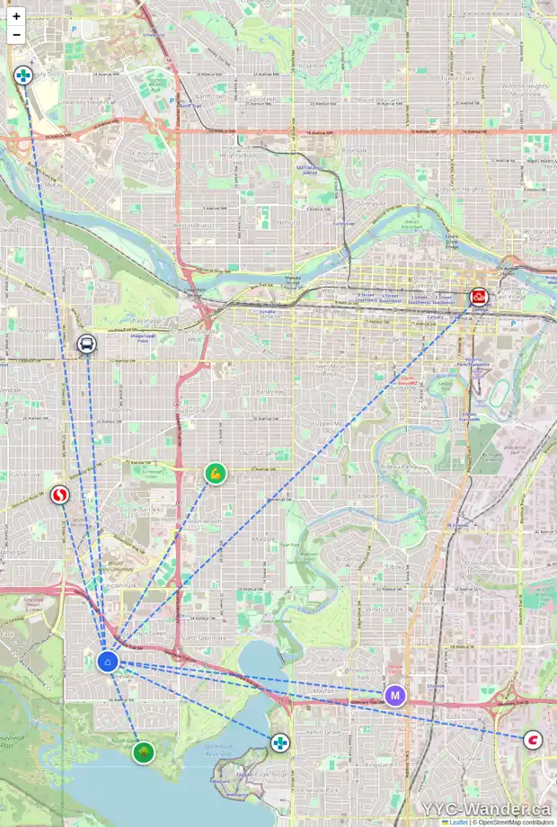Daily accessibility map for 6032 LAKEVIEW DR SW, Calgary showing nearby schools, grocery stores, parks, LRT stations and nearby amenities