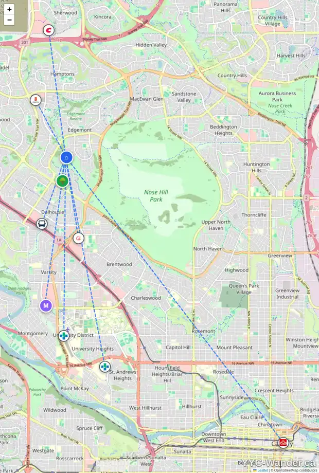 Daily accessibility map for 3974 EDENSTONE RD NW, Calgary showing nearby schools, grocery stores, parks, LRT stations and nearby amenities