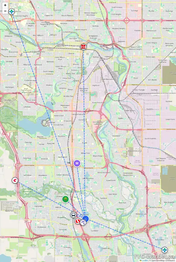 Daily accessibility map for 91 MIDPARK CL SE, Calgary showing nearby schools, grocery stores, parks, LRT stations and nearby amenities