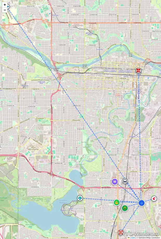 Daily accessibility map for 7223 FLEETWOOD DR SE, Calgary showing nearby schools, grocery stores, parks, LRT stations and nearby amenities