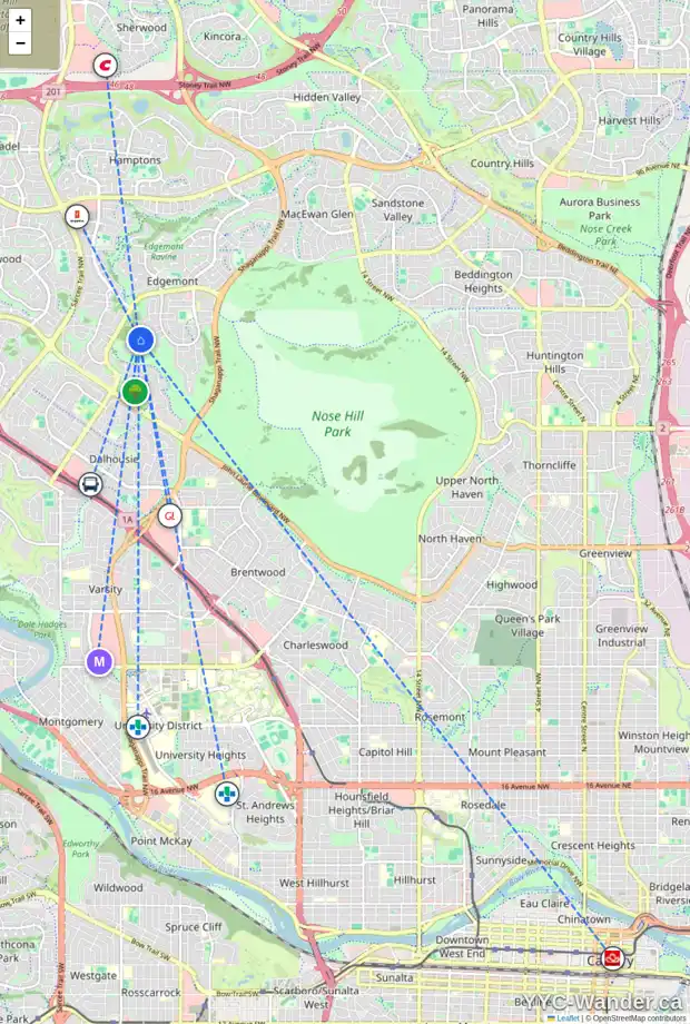 Daily accessibility map for 3982 EDENSTONE RD NW, Calgary showing nearby schools, grocery stores, parks, LRT stations and nearby amenities