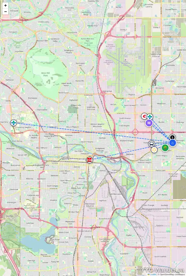 Daily accessibility map for 187 MAIDSTONE WY NE, Calgary showing nearby schools, grocery stores, parks, LRT stations and nearby amenities