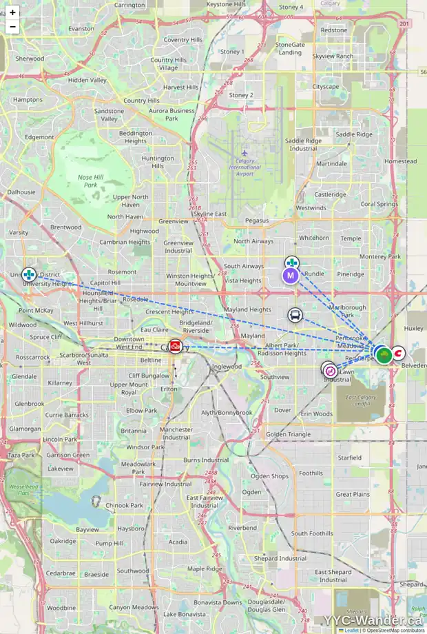 Daily accessibility map for 119 APPLEMONT CL SE, Calgary showing nearby schools, grocery stores, parks, LRT stations and nearby amenities