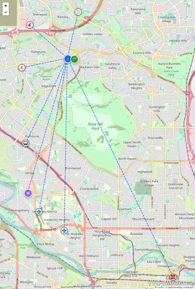 Daily accessibility map for 133 EDGERIDGE GD NW, Calgary showing nearby schools, grocery stores, parks, LRT stations and nearby amenities