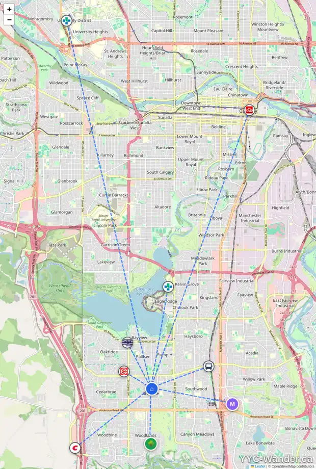Daily accessibility map for 473 BROOKMERE CR SW, Calgary showing nearby schools, grocery stores, parks, LRT stations and nearby amenities