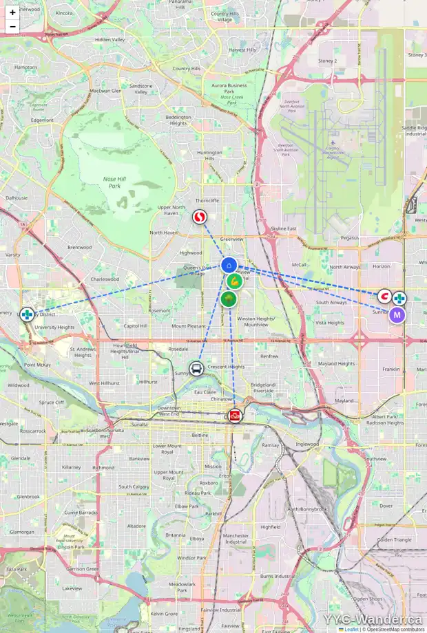 Daily accessibility map for 3931 1 ST NE, Calgary showing nearby schools, grocery stores, parks, LRT stations and nearby amenities