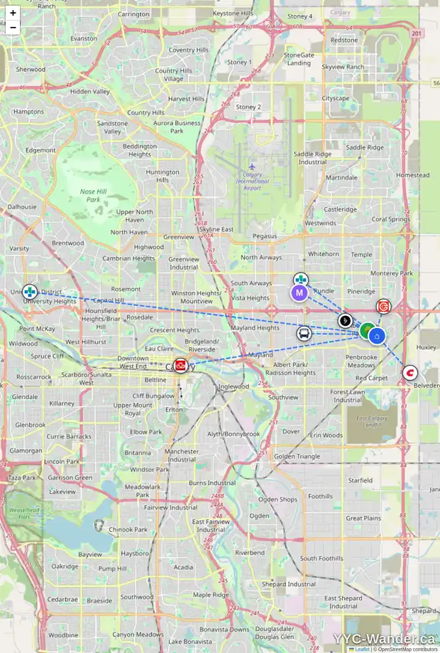 Daily accessibility map for 707 MALVERN DR NE, Calgary showing nearby schools, grocery stores, parks, LRT stations and nearby amenities