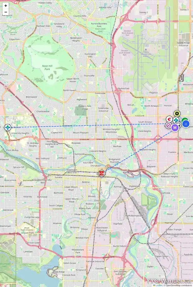 Daily accessibility map for 508 RUNDLELAWN WY NE, Calgary showing nearby schools, grocery stores, parks, LRT stations and nearby amenities