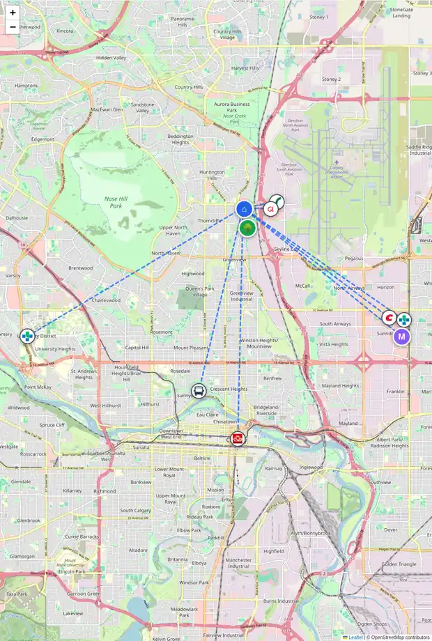 Daily accessibility map for 2 6416 4A ST NE, Calgary showing nearby schools, grocery stores, parks, LRT stations and nearby amenities