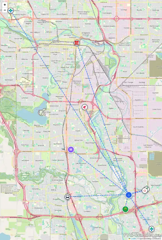 Daily accessibility map for 139 MCKENZIE LAKE VW SE, Calgary showing nearby schools, grocery stores, parks, LRT stations and nearby amenities