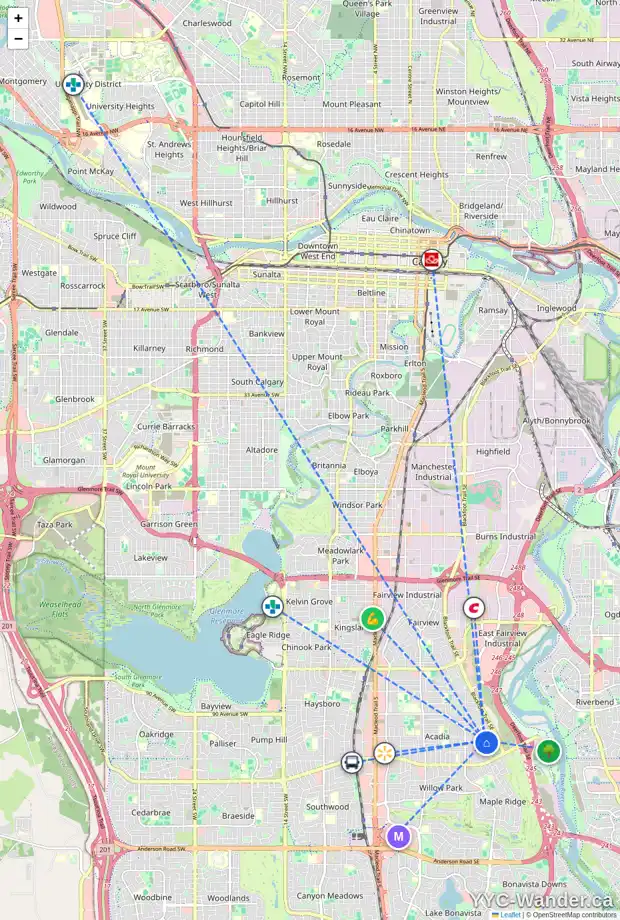 Daily accessibility map for 9524 ALLISON DR SE, Calgary showing nearby schools, grocery stores, parks, LRT stations and nearby amenities