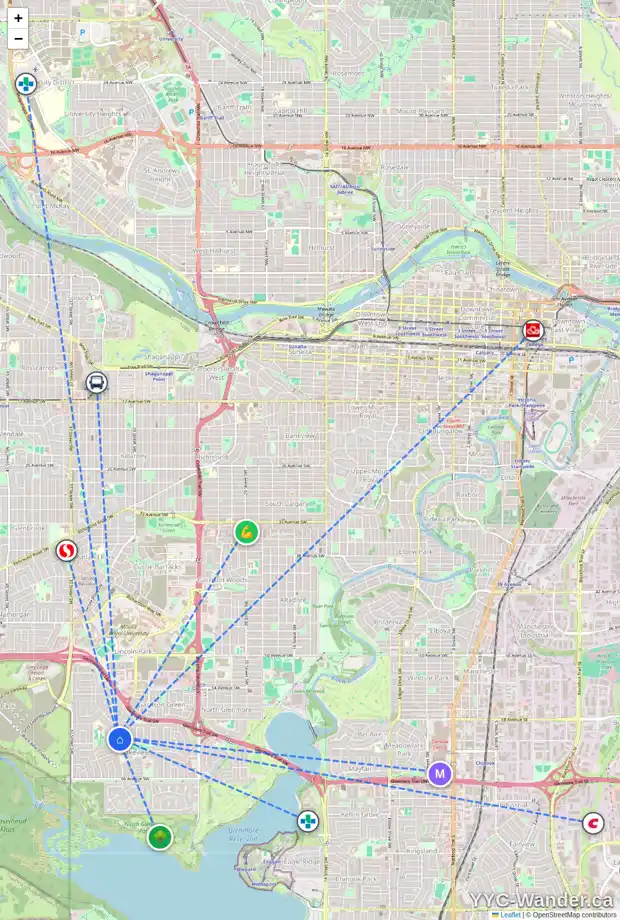 Daily accessibility map for 6044 LAKEVIEW DR SW, Calgary showing nearby schools, grocery stores, parks, LRT stations and nearby amenities