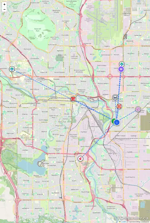 Daily accessibility map for 148 DOVISTA CO SE, Calgary showing nearby schools, grocery stores, parks, LRT stations and nearby amenities