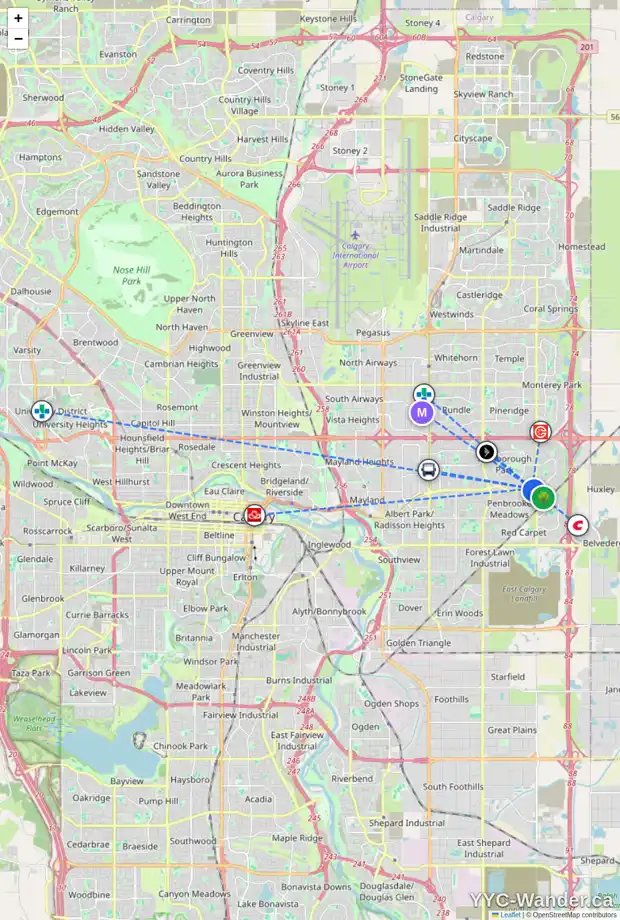 Daily accessibility map for 407 MALVERN CL NE, Calgary showing nearby schools, grocery stores, parks, LRT stations and nearby amenities