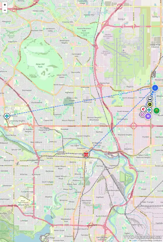 Daily accessibility map for 320 WHITWORTH WY NE, Calgary showing nearby schools, grocery stores, parks, LRT stations and nearby amenities