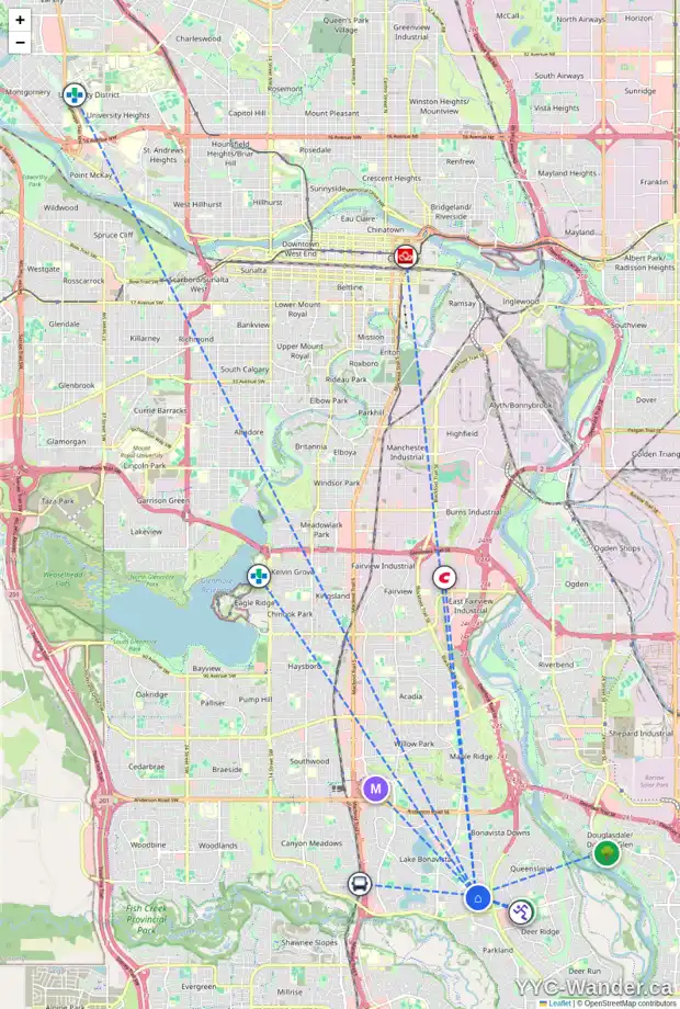 Daily accessibility map for 1535 LAKE BONAVISTA DR SE, Calgary showing nearby schools, grocery stores, parks, LRT stations and nearby amenities