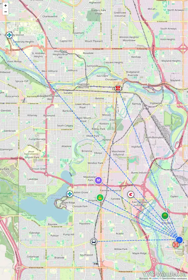 Daily accessibility map for 177 RIVER ROCK PL SE, Calgary showing nearby schools, grocery stores, parks, LRT stations and nearby amenities