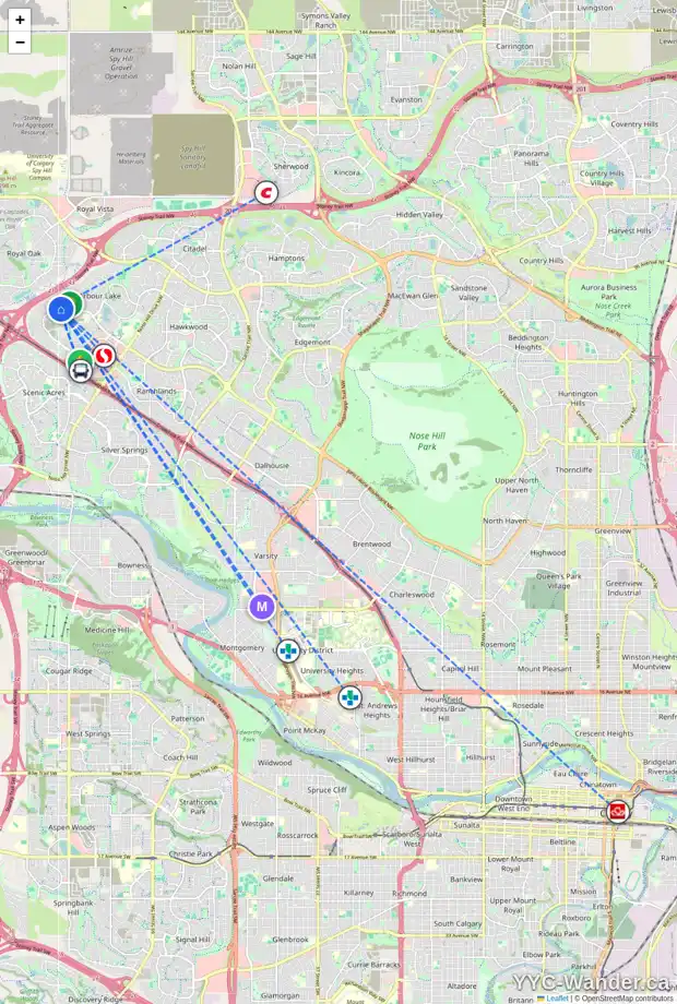 Daily accessibility map for 29 ARBOUR STONE RI NW, Calgary showing nearby schools, grocery stores, parks, LRT stations and nearby amenities