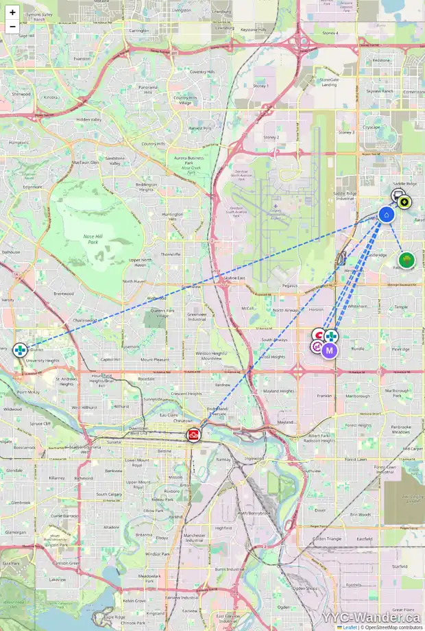 Daily accessibility map for 209 MARTIN CROSSING WY NE, Calgary showing nearby schools, grocery stores, parks, LRT stations and nearby amenities