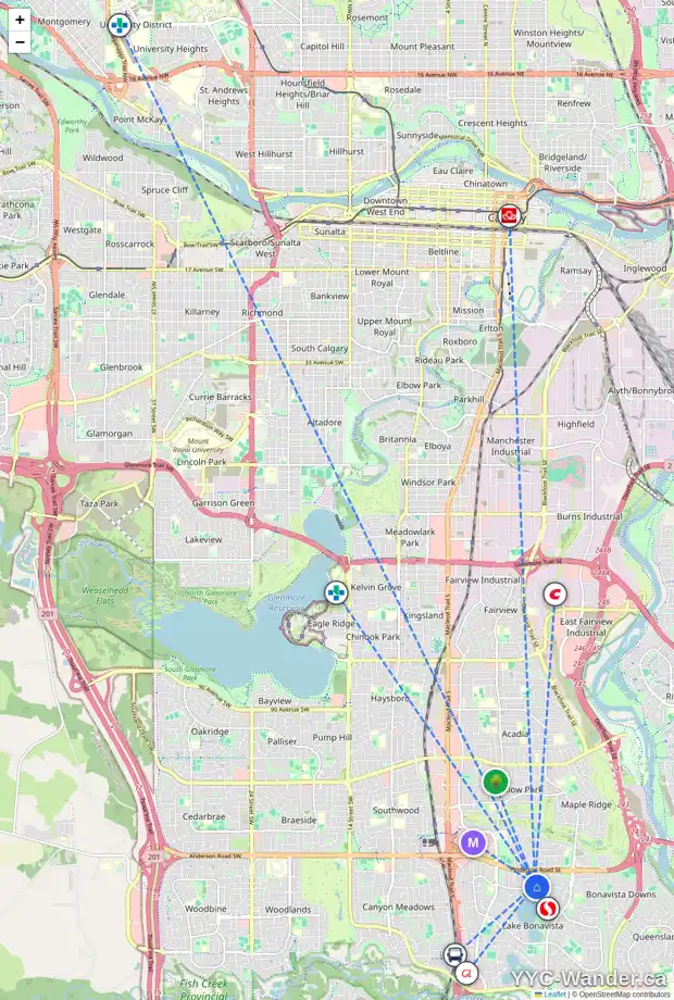 Daily accessibility map for 607 LAKE BONAVISTA DR SE, Calgary showing nearby schools, grocery stores, parks, LRT stations and nearby amenities