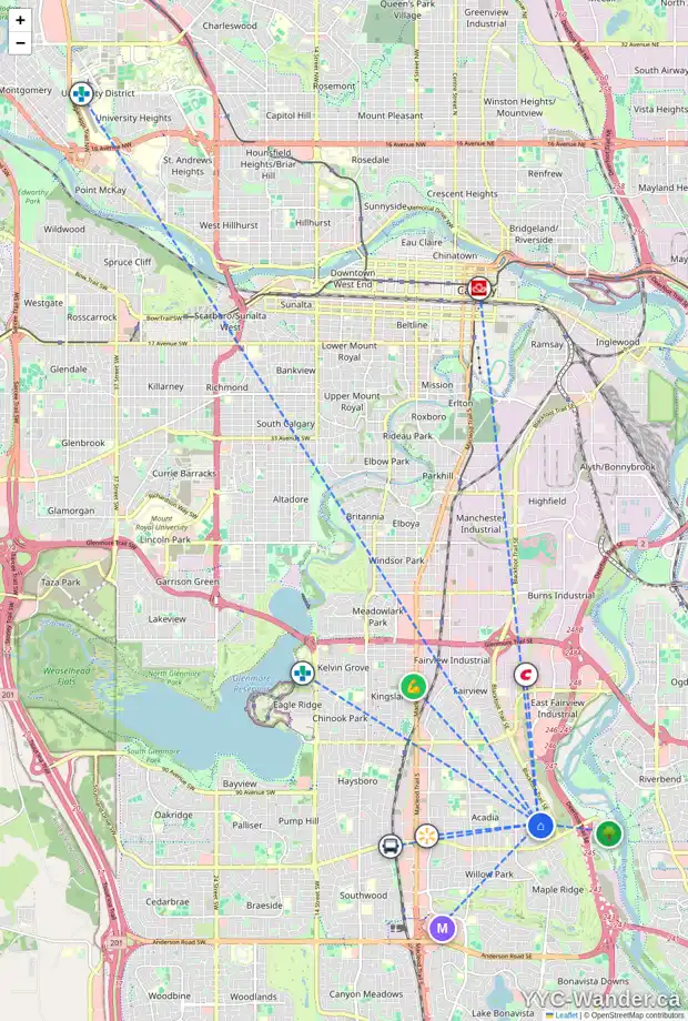 Daily accessibility map for 9528 ALLISON DR SE, Calgary showing nearby schools, grocery stores, parks, LRT stations and nearby amenities