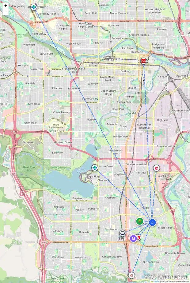 Daily accessibility map for 626 WILLOWBURN CR SE, Calgary showing nearby schools, grocery stores, parks, LRT stations and nearby amenities