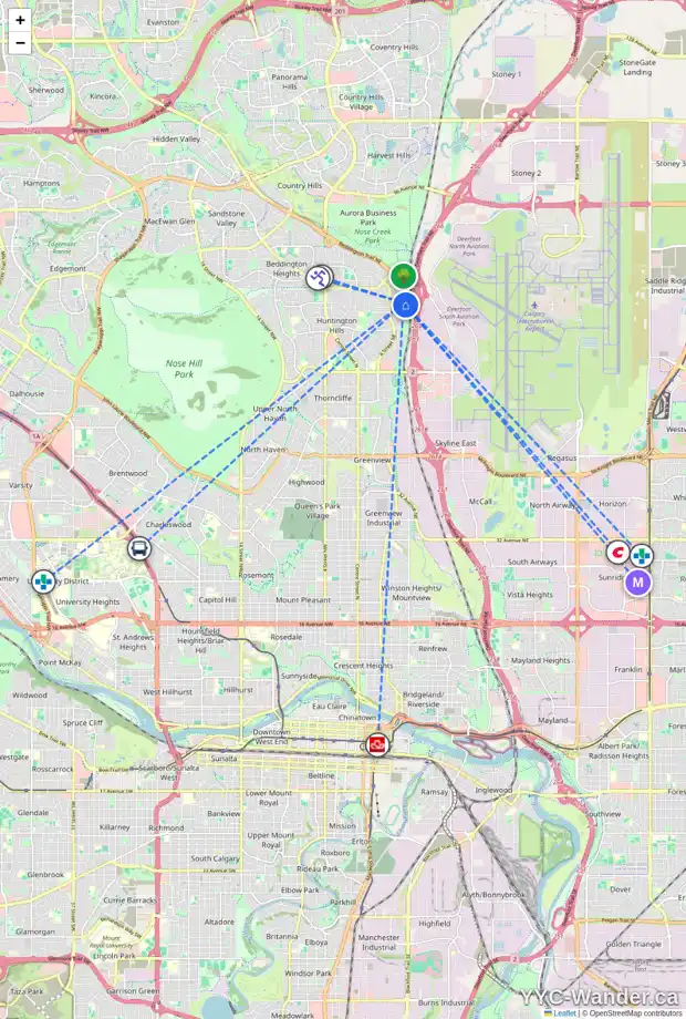 Daily accessibility map for 97 HUNTSTROM DR NE, Calgary showing nearby schools, grocery stores, parks, LRT stations and nearby amenities