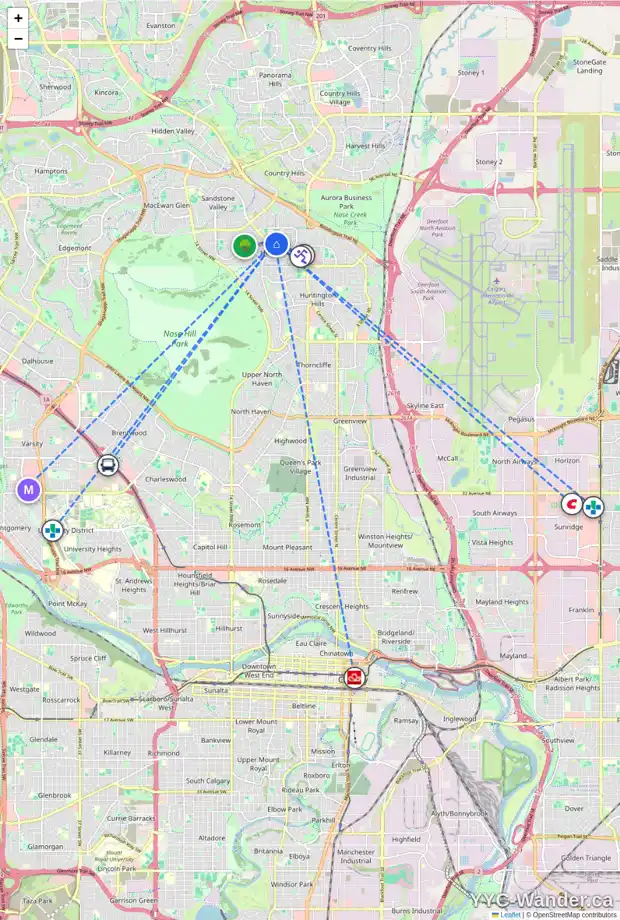 Daily accessibility map for 111 BERMUDA CL NW, Calgary showing nearby schools, grocery stores, parks, LRT stations and nearby amenities