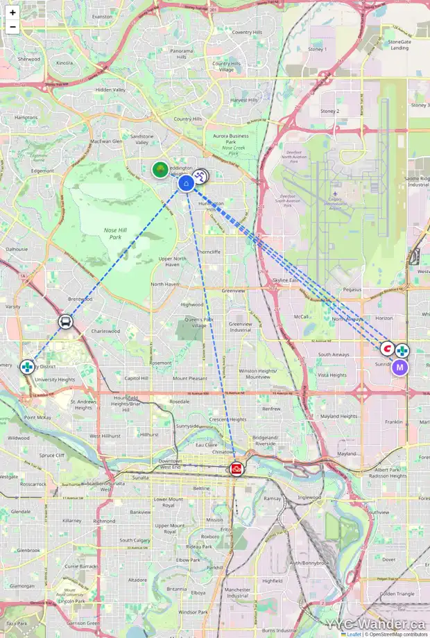 Daily accessibility map for 424 BERKLEY CR NW, Calgary showing nearby schools, grocery stores, parks, LRT stations and nearby amenities